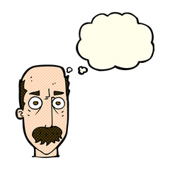 cartoon man with mustache with thought bubble