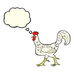 cartoon cockerel with thought bubble