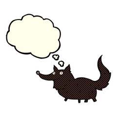 cartoon little dog with thought bubble