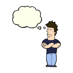 Fototapeta premium cartoon sulking man with thought bubble