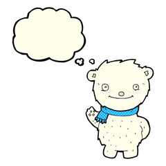 cartoon cute polar bear with thought bubble