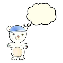 cartoon cute polar bear with thought bubble