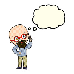 cartoon old man  with thought bubble