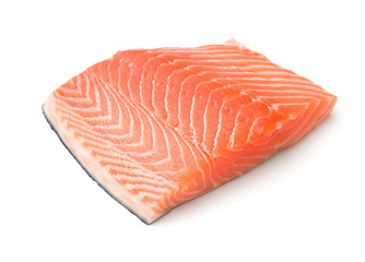 salmon steak on white background