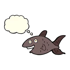 Fototapeten cartoon fish with thought bubble © lineartestpilot