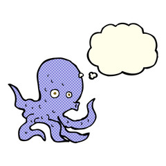 cartoon octopus with thought bubble