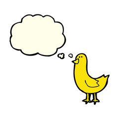 cartoon bird with thought bubble