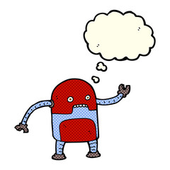 funny cartoon robot with thought bubble