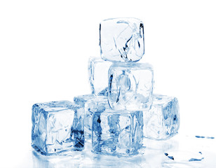 Ice cubes on white background