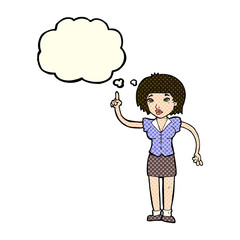 cartoon woman with idea with thought bubble