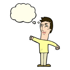 Fototapeta premium cartoon annoyed man with thought bubble