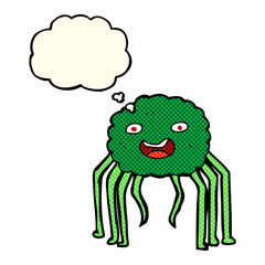 cartoon spider with thought bubble