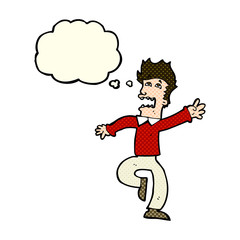 cartoon man panicking with thought bubble