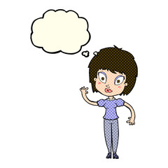 cartoon pretty girl with thought bubble