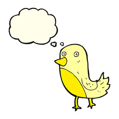 cartoon yellow bird with thought bubble
