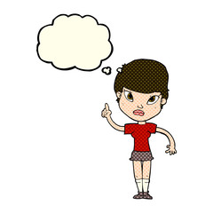 cartoon woman with idea with thought bubble