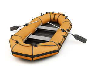 Orange inflatable rubber boat