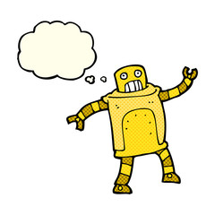 cartoon robot with thought bubble