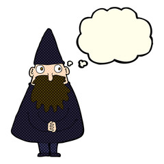 cartoon wizard with thought bubble