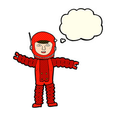 cartoon astronaut with thought bubble