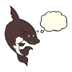 funny cartoon shark with thought bubble