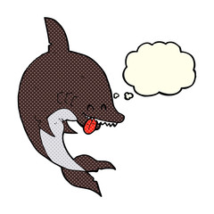 funny cartoon shark with thought bubble