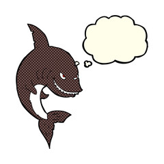 funny cartoon shark with thought bubble