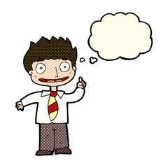 cartoon man with idea with thought bubble