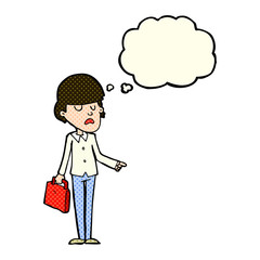 cartoon arrogant businessman pointing with thought bubble