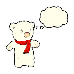 cartoon cute polar bear with thought bubble