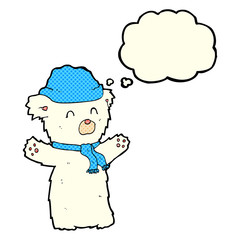 cartoon cute polar bear with thought bubble