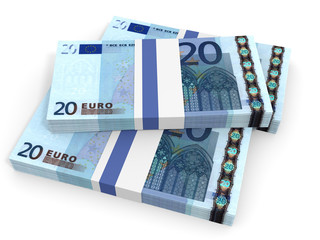 Twenty euro banknotes background.