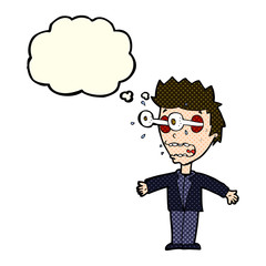 cartoon staring man with thought bubble