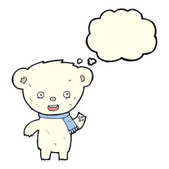 cartoon cute polar bear with thought bubble