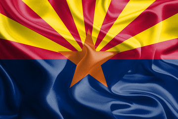 Waving Fabric Flag of Arizona, USA