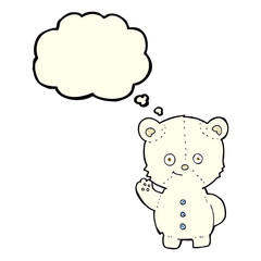 cartoon polar bear cub with thought bubble