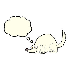 cartoon happy dog with thought bubble