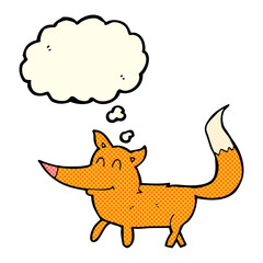 cartoon little fox with thought bubble