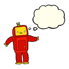 cartoon robot with thought bubble