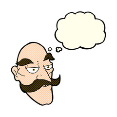 cartoon old man face with thought bubble