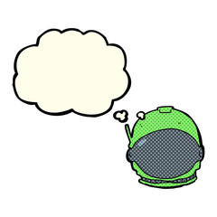 cartoon astronaut face with thought bubble