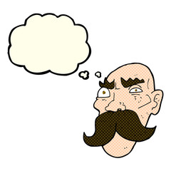 cartoon angry old man with thought bubble