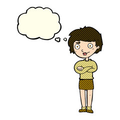 cartoon annoyed woman with thought bubble