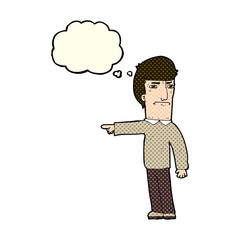cartoon man pointing with thought bubble