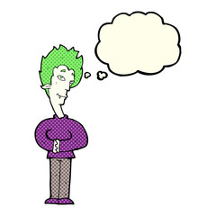 cartoon vampire with thought bubble
