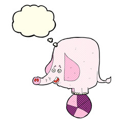 cartoon circus elephant with thought bubble