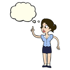 cartoon woman with great idea with thought bubble