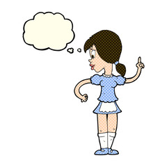 cartoon waitress calling order with thought bubble