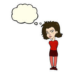 cartoon woman with thought bubble
