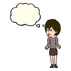 cartoon annoyed woman with thought bubble